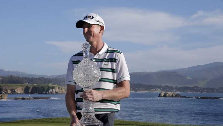 Vaughn Taylor wins the AT&T Pebble Beach Pro-Am finishing with a score of 17-under-par for the tournamnet on Sun. February 14, 2016, in Pebble Beach, California.