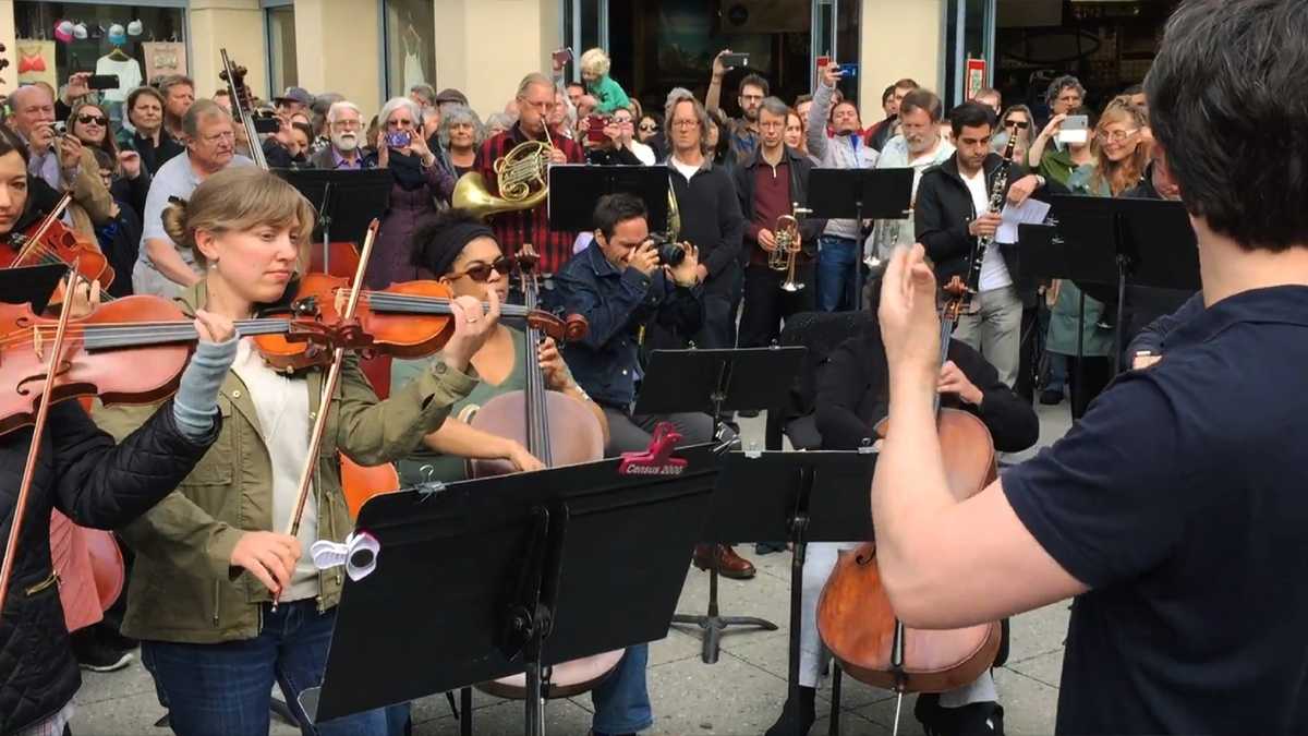 Santa cruz symphony performs ode to joy flash mob