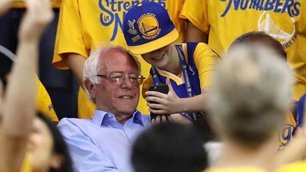 Bernie Sanders at the Golden State Warriors' game