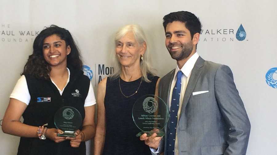 The Monterey Bay Aquarium presented its 2016 Paul Walker Ocean Leadership Award to actor and filmmaker Adrian Grenier for his work with his foundation, "The Lonely Whale." The aquarium also presented the Paul Walker Youth Award to Meg Kikkeri of Cupertino.