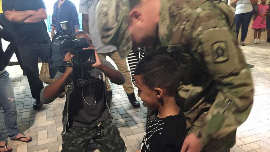 Staff Sgt. Steven Perez of the Florida Army National Guard returned home to his wife, son and stepdaughter Thursday night.