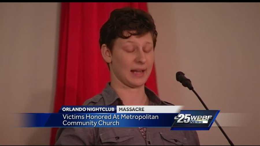 Parishioners at LGBT in Palm Beach Gardens remember victims of Orlando Nightclub Massacre. Jimmie Johnson reports.