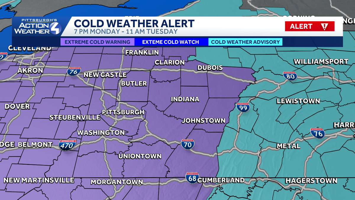 Extreme Cold Warning issued across Western Pennsylvania: Chills to dip 10 below zero