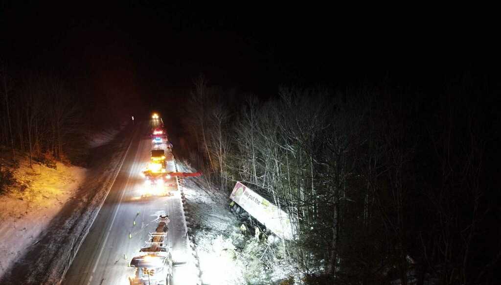 Tractor-trailer driver suffers minor injuries in Warner crash