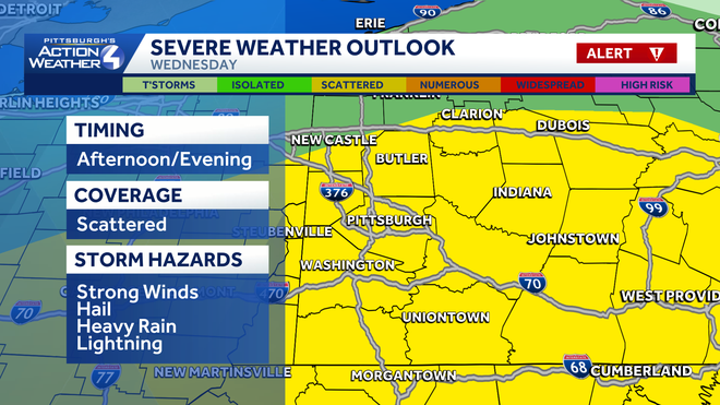 Pittsburgh: aumento de las temperaturas antes de tormentas más fuertes
