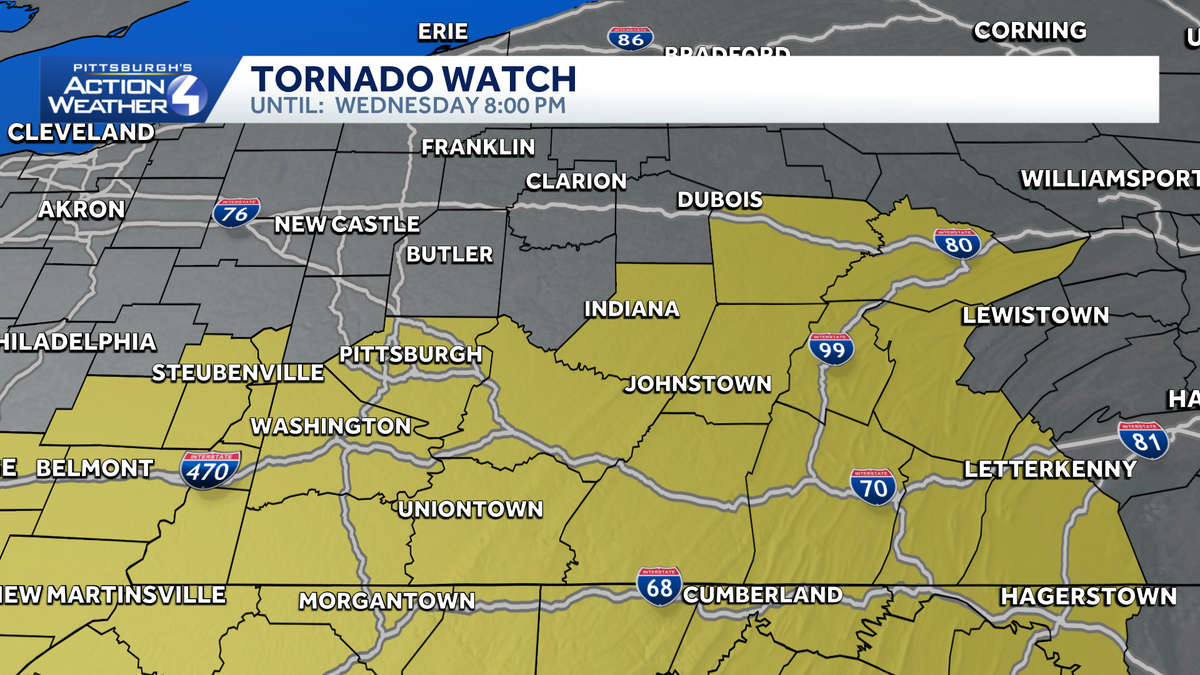 Tornado watch issued for Western Pennsylvania