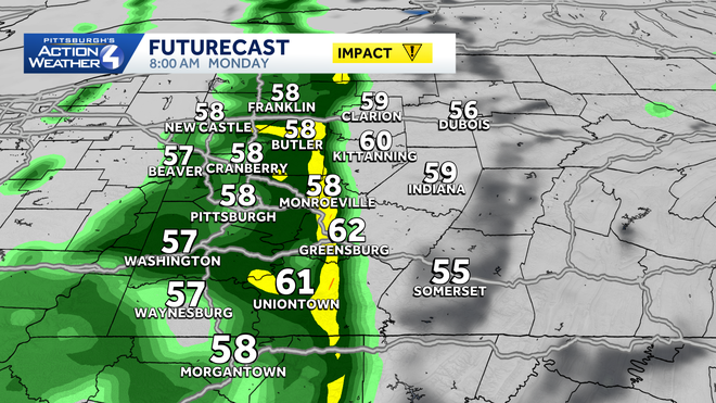 Western PA: Impact Day Monday, AM Showers, Colder PM