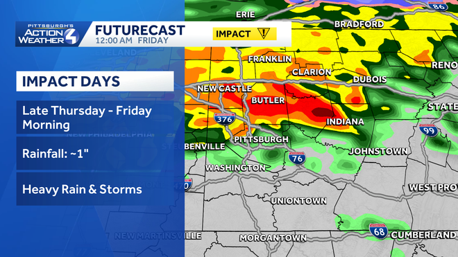 Pittsburgh: más calor antes de la lluvia y dos días de impacto
