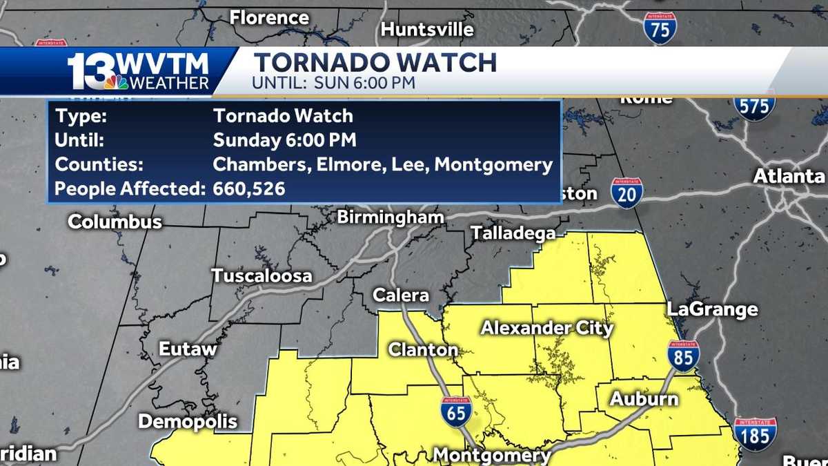 Tornado Watch issued for parts of Central Alabama