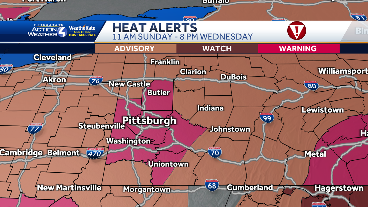 Extreme Heat Warning, Advisory issued for Western Pa. starting Sunday