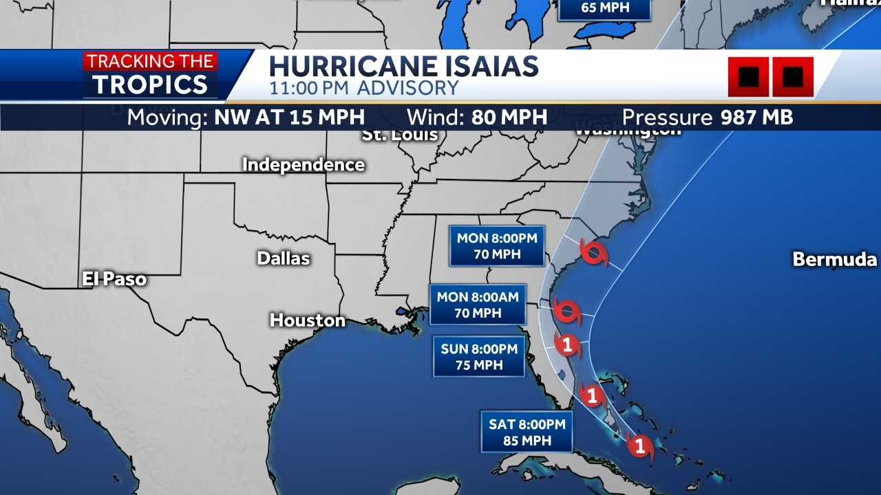 Hurricane Isaias 11 P.m. Advisory: Isaias Expected To Approach Florida ...