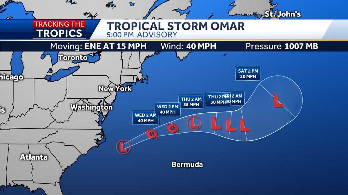 Tropical Storm Omar forms in the Atlantic; not expected to impact land