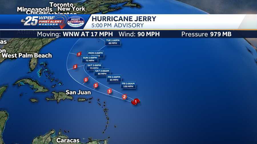 Hurricane Jerry now a Category Two storm