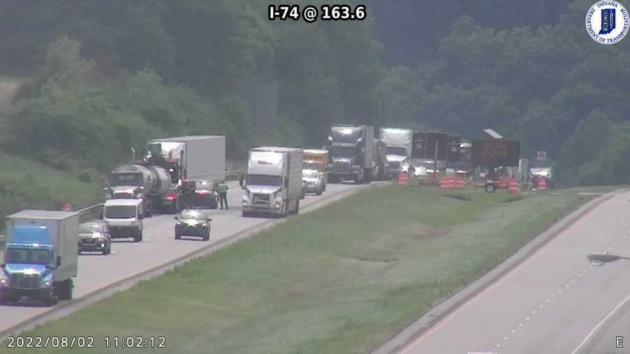 UPDATE: I-74 westbound reopens after two-car crash