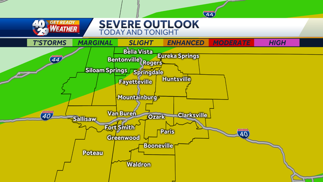 Severe storms possible in NW Arkansas the River Valley