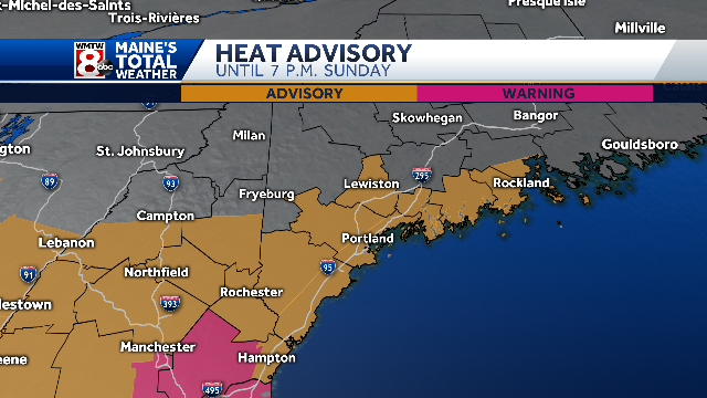 Heat and humidity stick around Sunday, relief on the way Monday