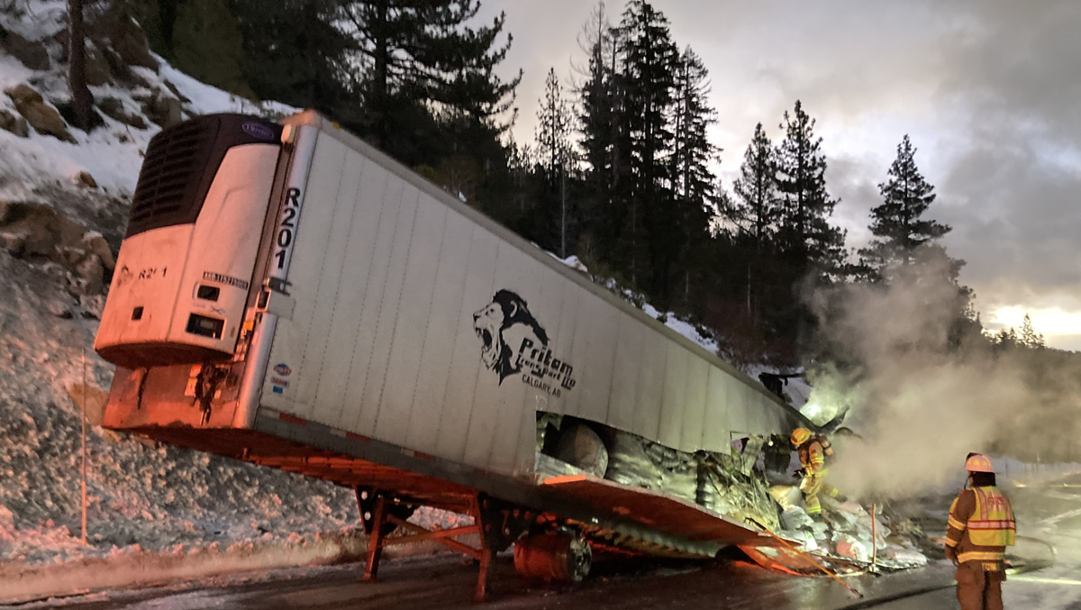 Big rig hauling malt catches fire on Interstate 80, CHP says