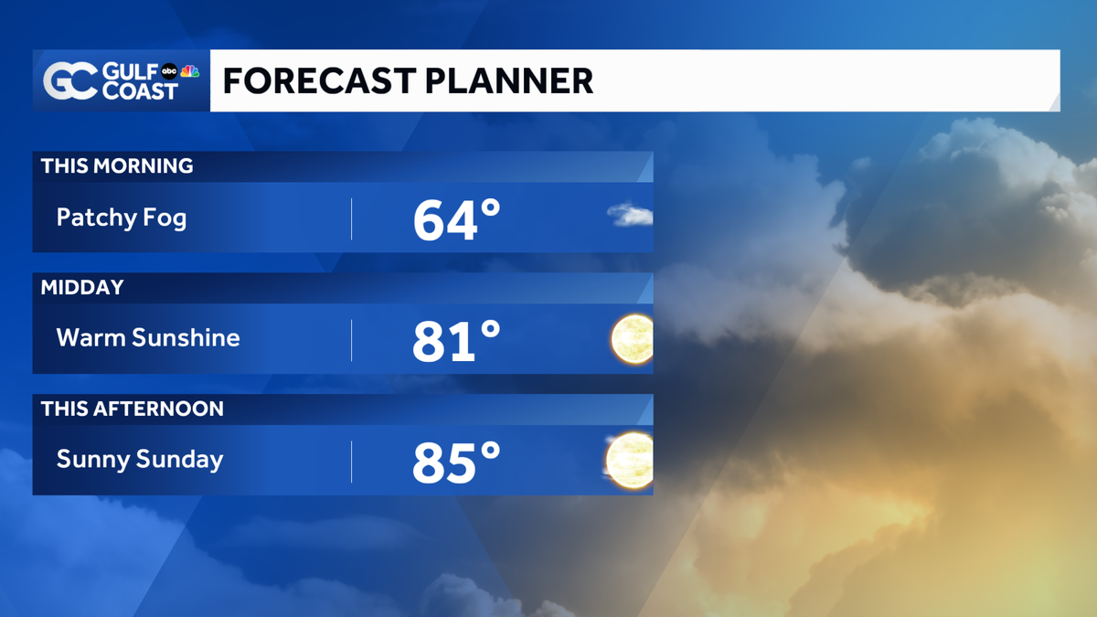 Sunny and warm Super Bowl Sunday across the Gulf Coast