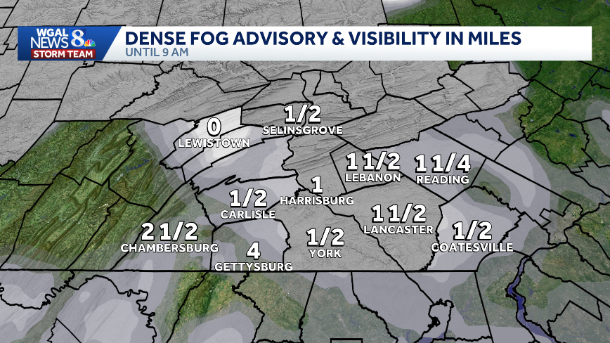 NWS issues dense fog advisory for parts of south-central Pennsylvania
