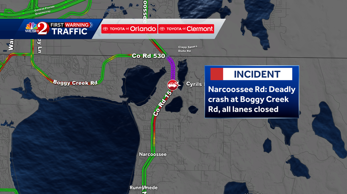 Deadly crash in Saint Cloud shuts down all lanes on Narcoossee Road