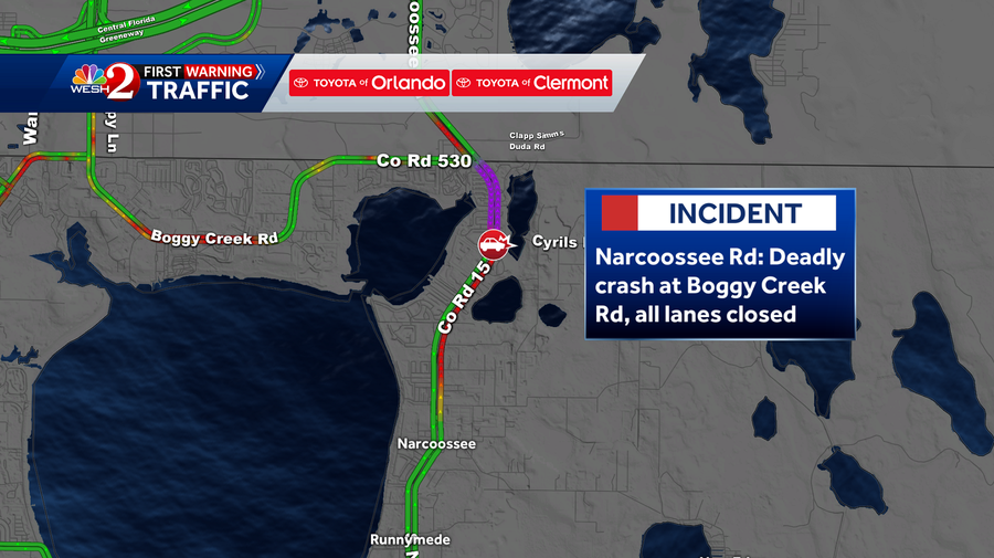 Narcoossee Road accident scene in Saint Cloud Florida