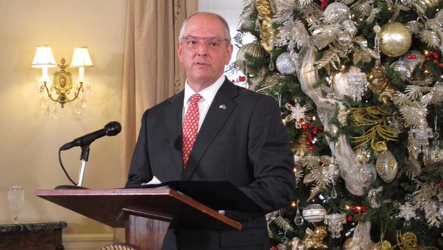 louisiana gov. john bel edwards speaks to reporters at his end-of-the-year press conference on thursday, dec. 16, 2021, in baton rouge, la. the democratic governor talked about redistricting, the covid-19 pandemic and recovery from hurricane ida, among other issues. (ap photo/melinda deslatte)