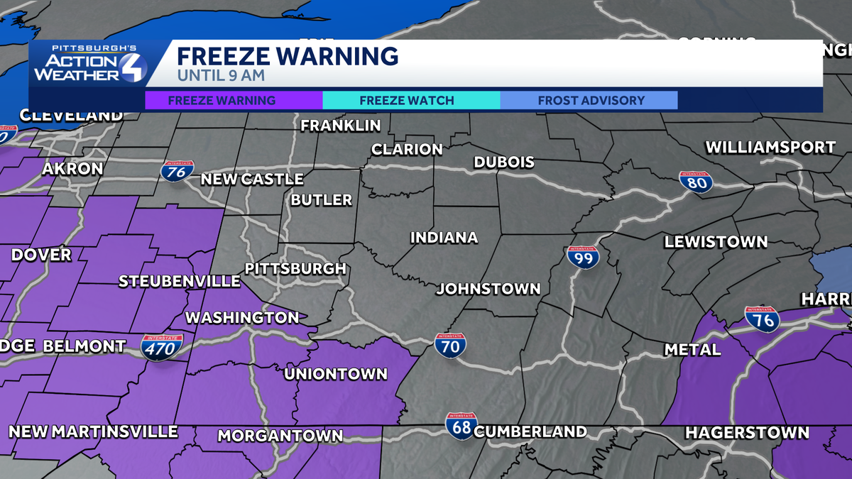 Freeze warning issued for Pennsylvania: Multiple counties