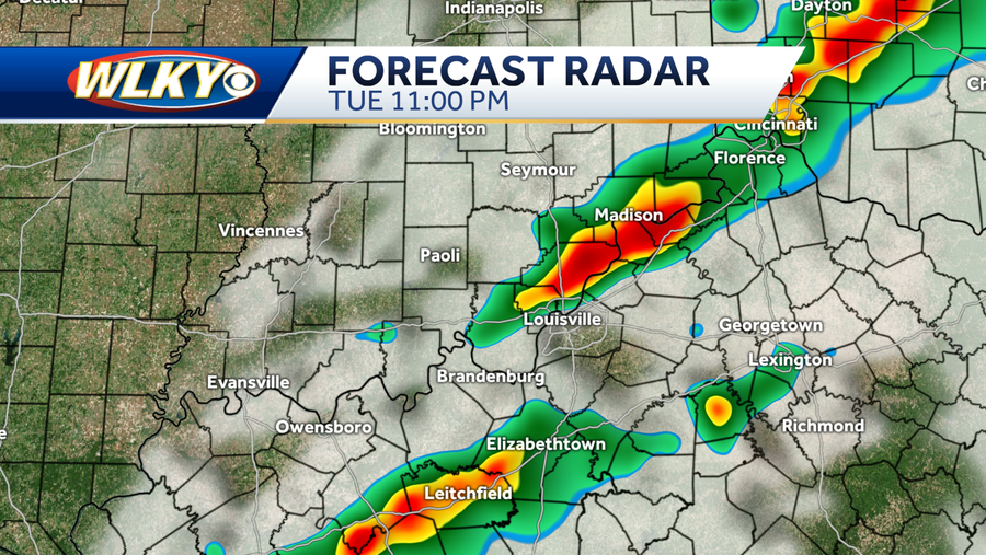 Louisville area severe weather timeline for Tuesday