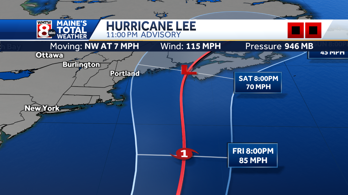 Hurricane Lee slows down with most of Maine in forecast cone