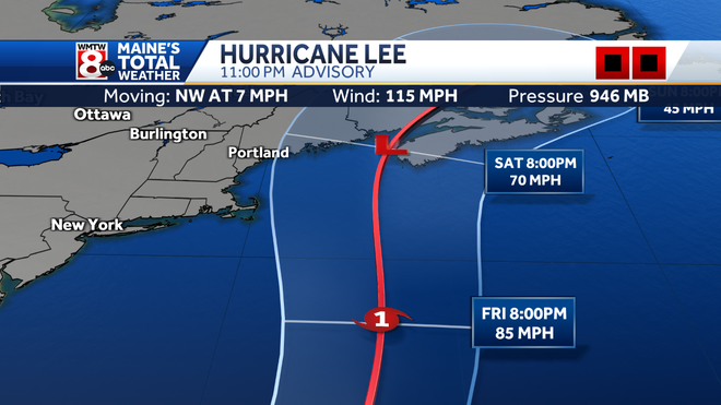 Partes de Massachusetts e Maine entram no cone de previsão do furacão Lee