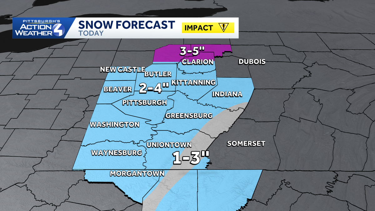 Pittsburgh: Impact Day Tuesday for morning snow showers