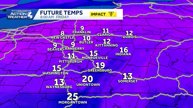 Light snow, record cold temperatures possible in Western Pa.
