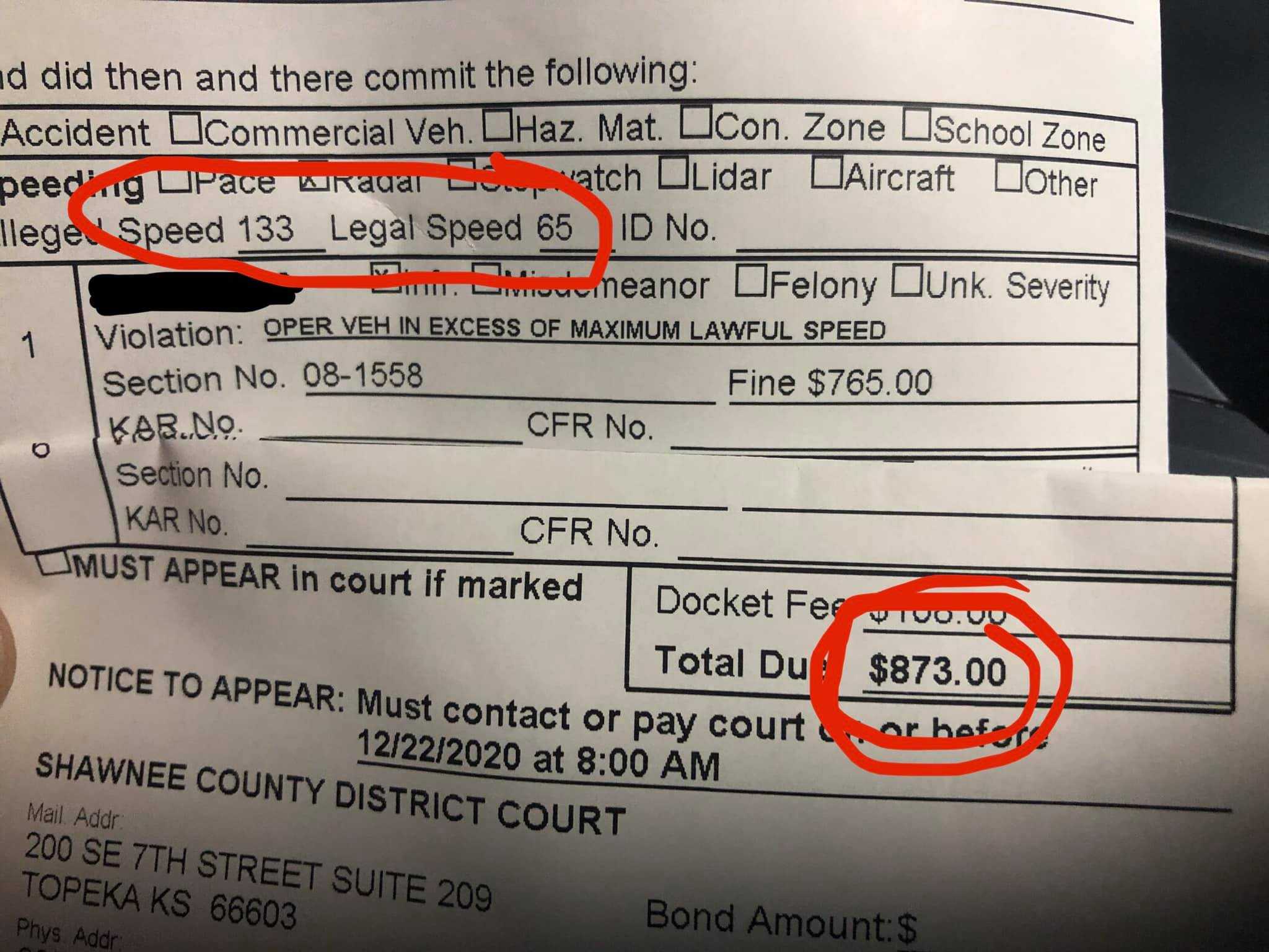 Driver In Kansas Must Pay 873 Ticket After Clocking 133 Mph In 65 Zone   121822835 1039146466531059 3333673623093731839 O 1603118765 