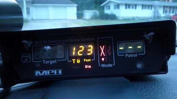 a driver was pulled over after being clocked at 123 mph