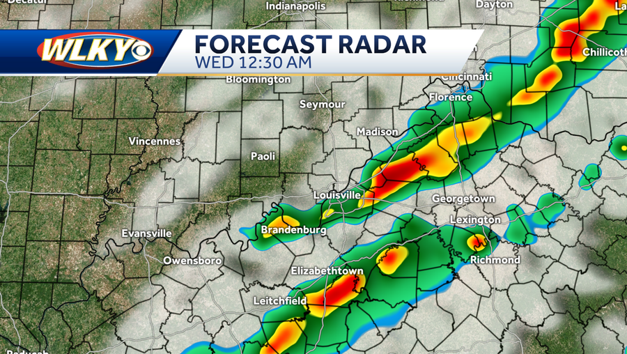 Louisville area severe weather timeline for Tuesday