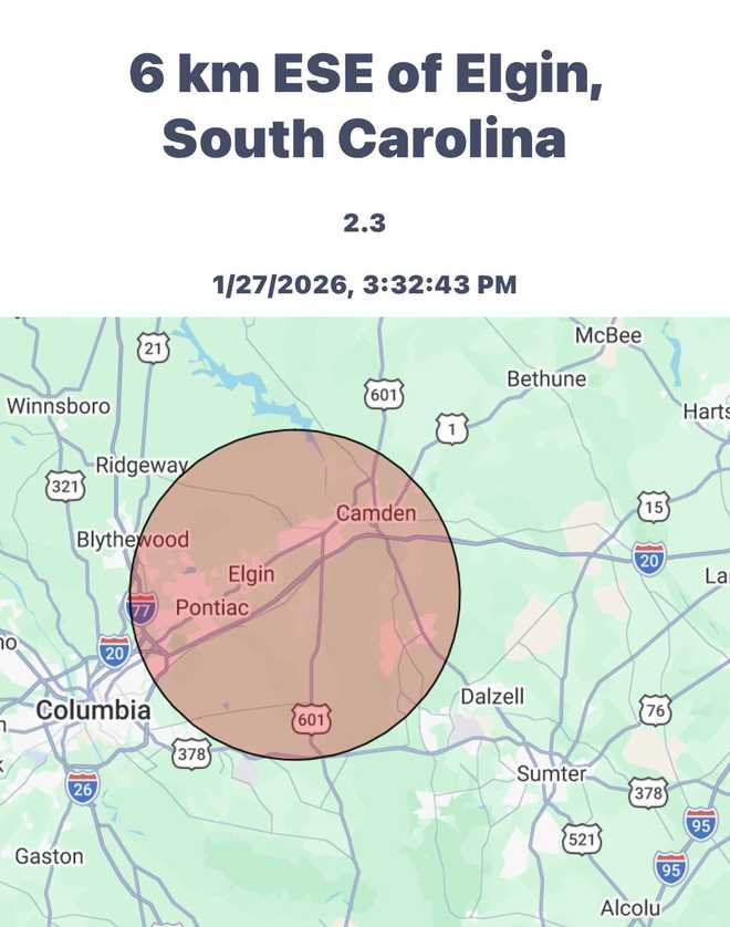 Quake Recorded in Town in South Carolina