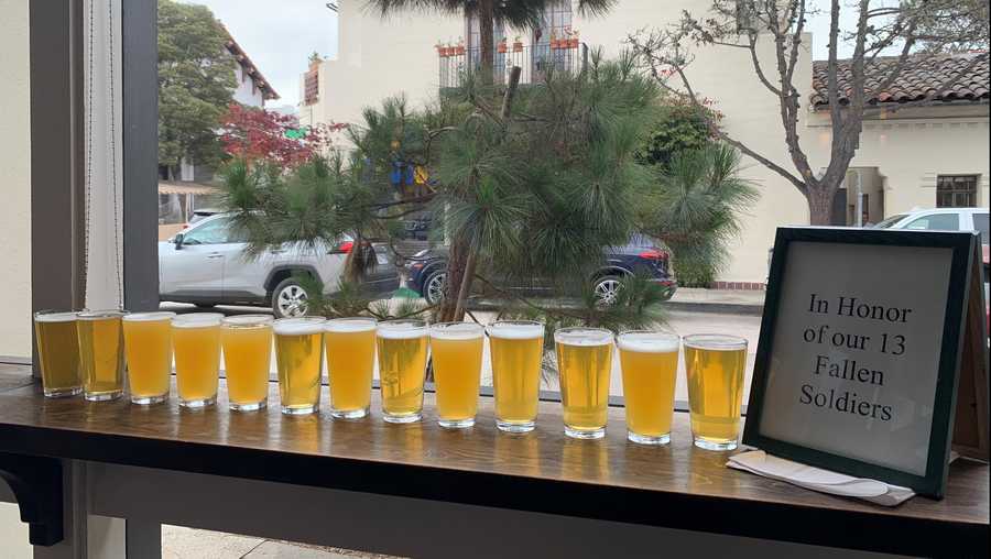 in carmel, a group honored the 13 us service members killed during the isis attack on the kabul airport with 13 beers at 7th and dolores in carmel.