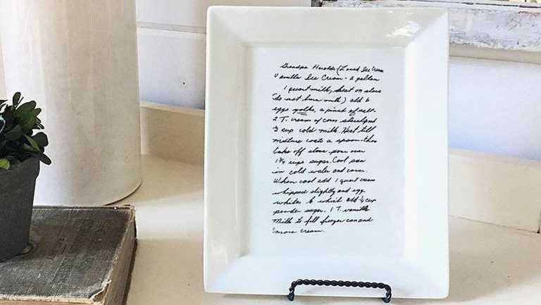 Personalized Handwritten Recipe Plate