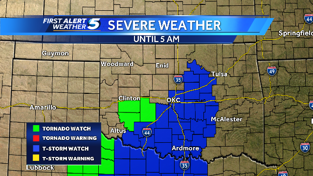 Severe thunderstorm watch issued for several Oklahoma counties