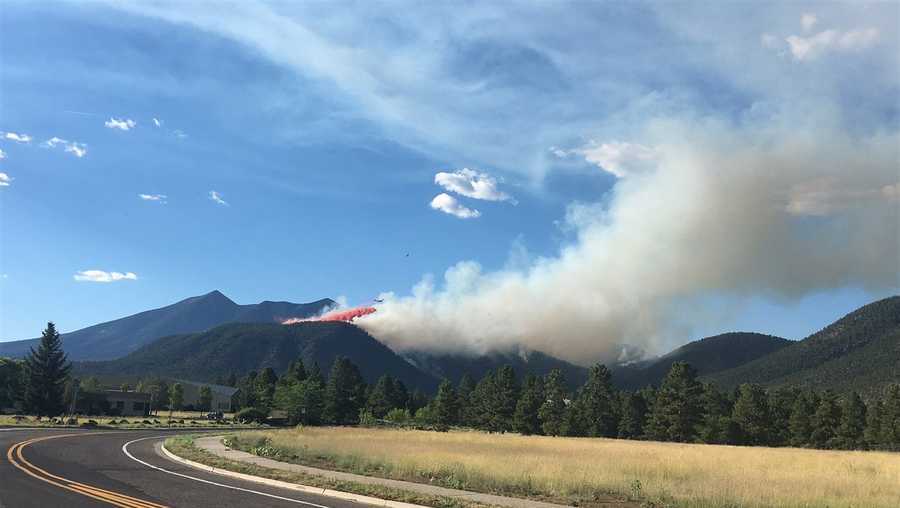 A wildfire in the Dry Lake Hills area north of Flagstaff, Arizona, on July 22, 2019.