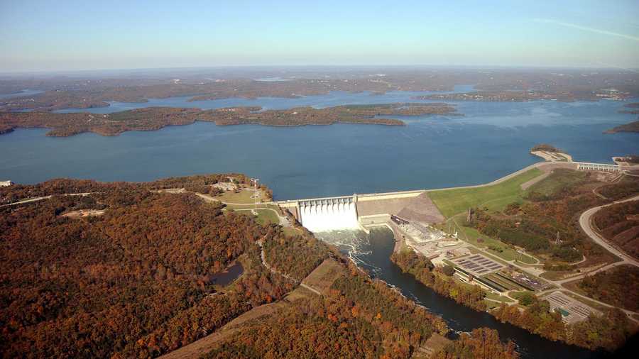aerial photo of table rock lake showing dam and part of the main channel only oct 24 2009