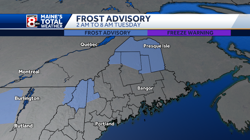 Frost Advisory issued for Monday night