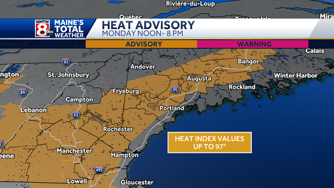 Maine weather: Heat advisory issued for parts of state