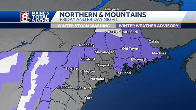 Rain, snow impact Maine Friday