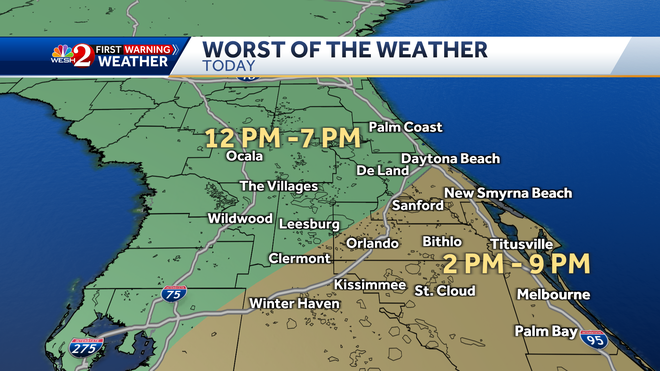 Strong storms arrive in Central Florida Saturday