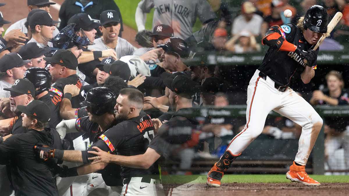 Benches clear after Heston Kjerstad hit in head by pitch