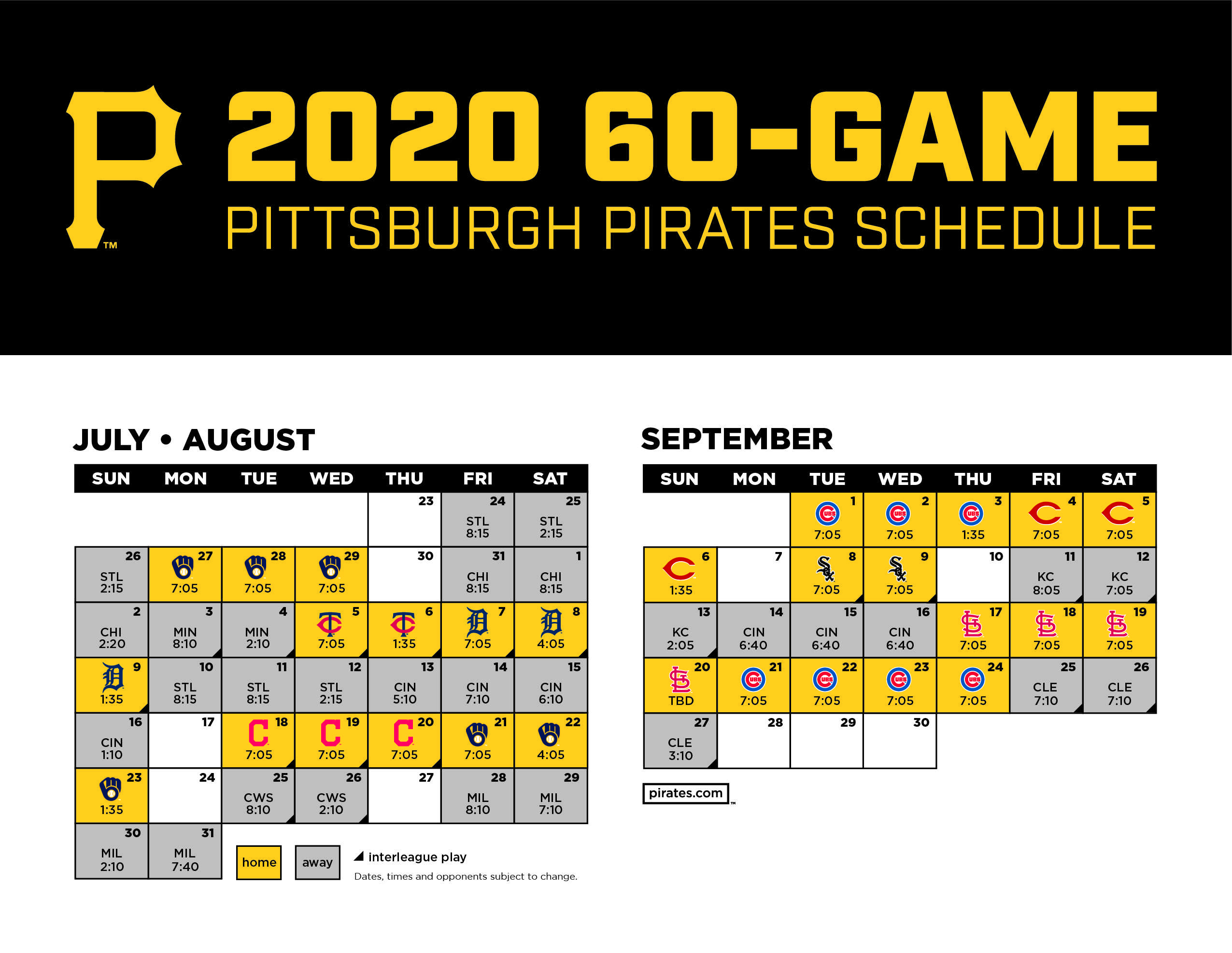 Pittsburgh Pirates Schedule