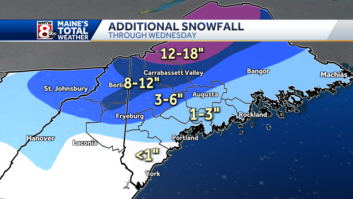 Nor'easter bringing heavy snow to much of Maine