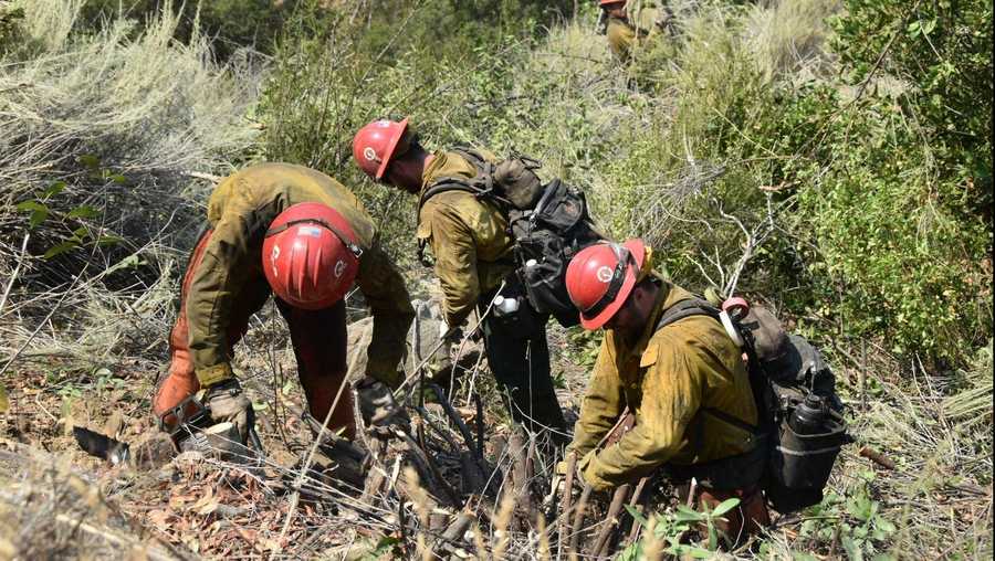 fire crews work on tough terrain in the los padres national forest