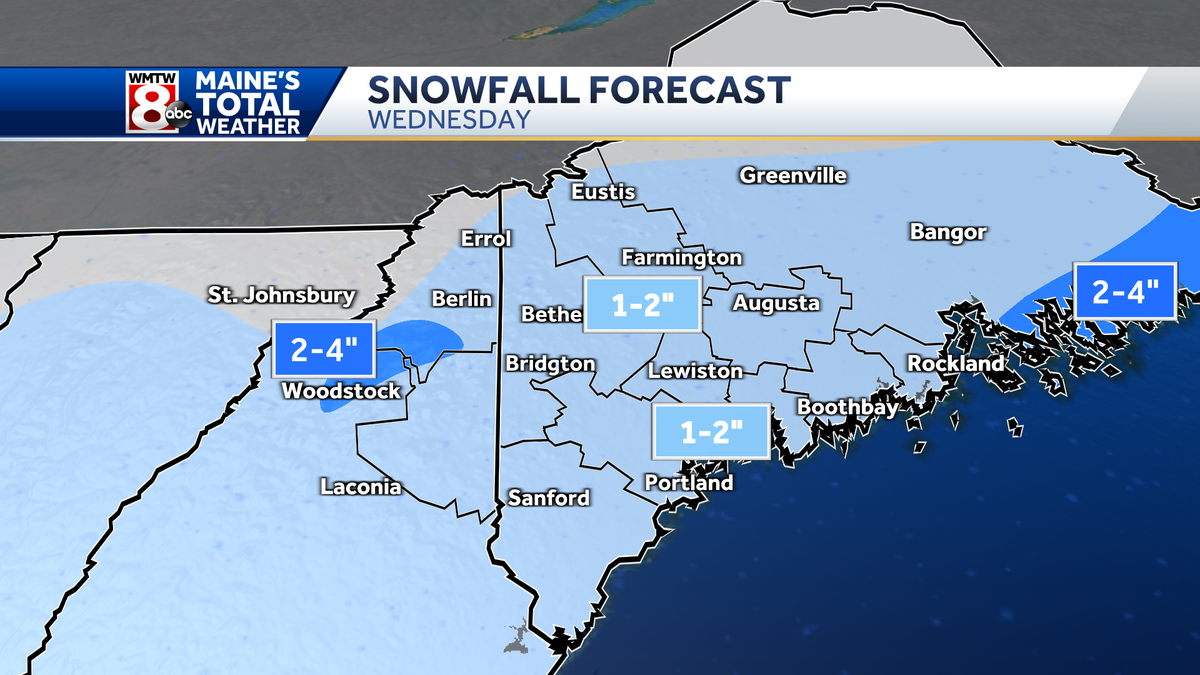 Maine to see light snow on Wednesday, slick travel possible